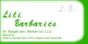 lili barbarics business card